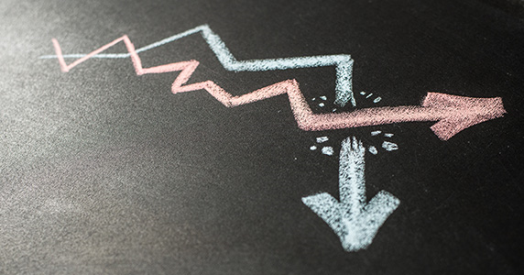 broken arrows pointing in different directions